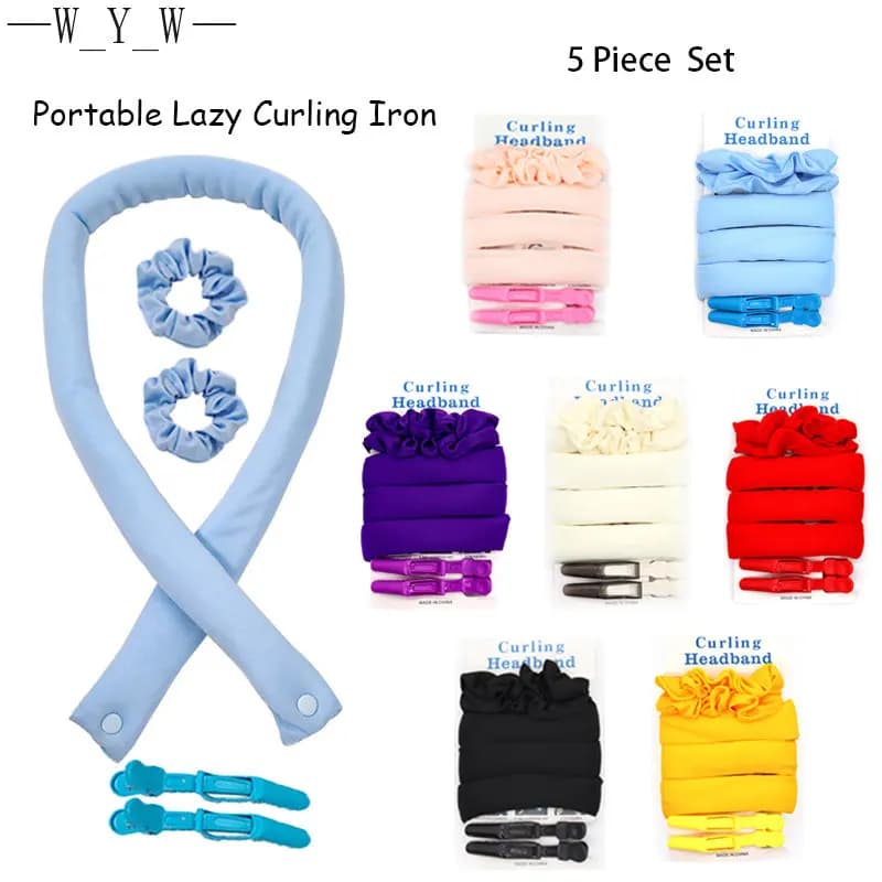 1 lot of hair curler without heat for long hair iron portable lazy hair curler for night