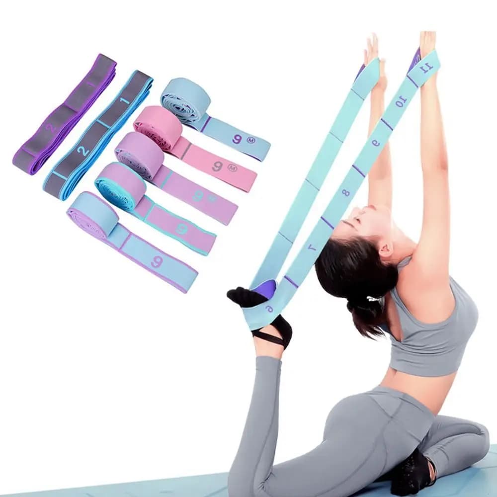 Cinghia Elastica Portatile per Yoga, Banda di Resistenza Digitale a 10/12 Griglie, Fascia Regolabile per Yoga, per Adulti e Bambini