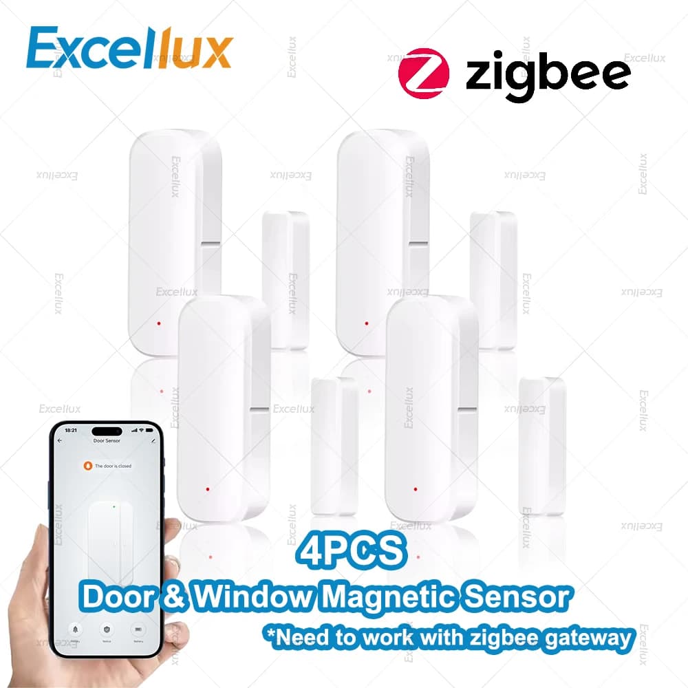 4 pezzi Zigbee sensore per porte e finestre per allarme di sicurezza domestica intelligente rilevatore di contatti per porte antifurto wireless app monitor remoto Z2MQTT