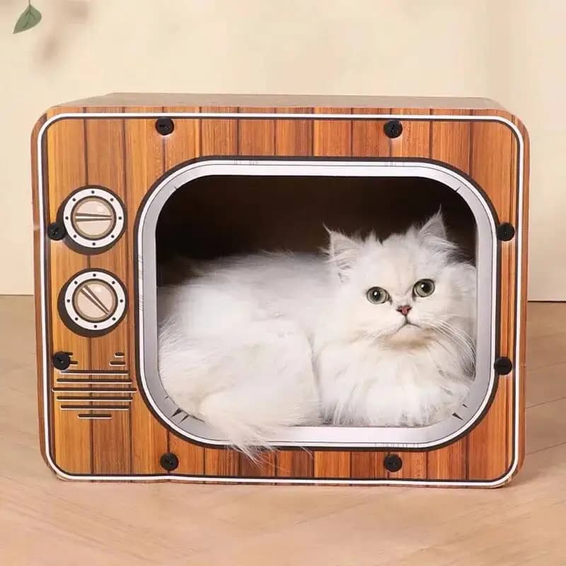 Corrugated Cat Scratching House Creative Cat Scratcher TV-shaped Scraper for Cats Large Capacity Kitty Home Pet Accessories