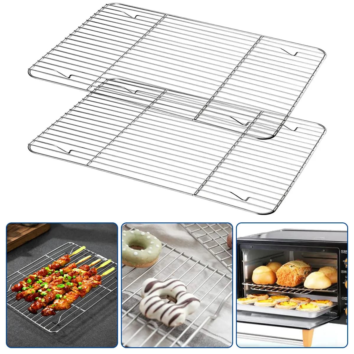 2 pieces stainless steel grille for roasting baking trays anti-stick grill for Barbecue cooking tool tray for bread kitchen accessories