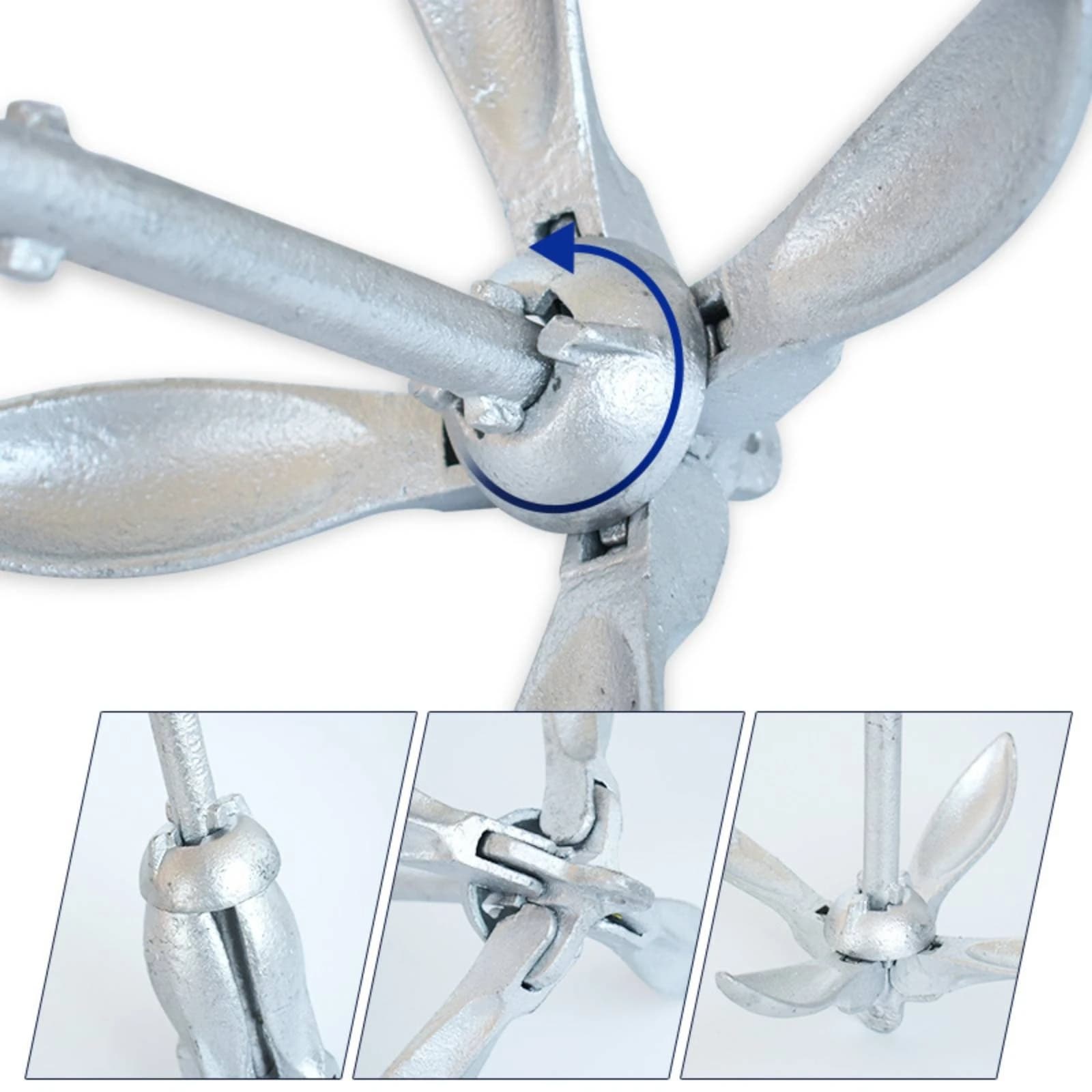 1.5 Kg Boat Anchor Rope Set Space-Saving Design Foldable Steel Anchor Marine Equipment Compact Storage for Boating, Lake