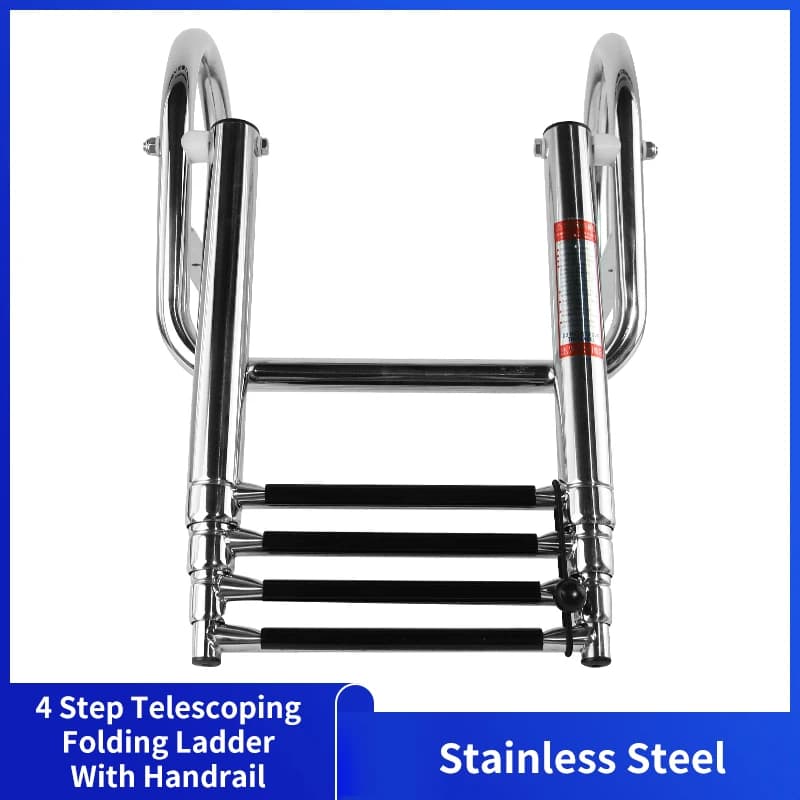 4 Step Boat Ladder Stainless Steel Boat Boarding Telescoping Ladder Sliding Folding Swimming Launching Ladder With Step Handrail