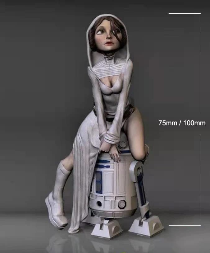 1/24 75mm 1/18 100mm Kit modello in resina Figurine Ragazze con robot Figurina non verniciata Nessun colore RW-164