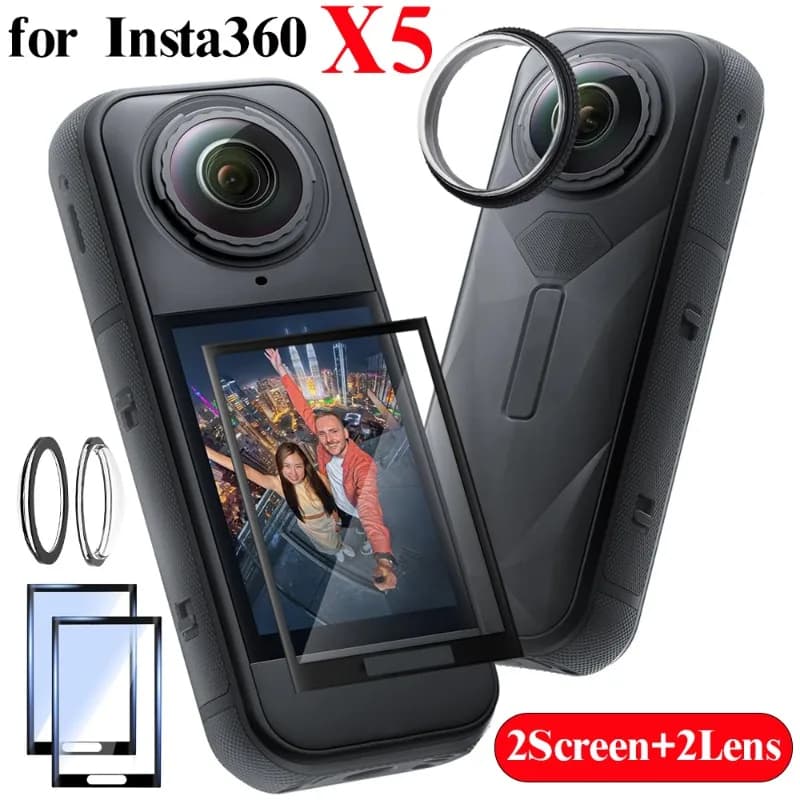 4in1 for Insta360 ONE X5 Camera Lens Guard Cover 9H Hardness Screen Protector Tempered Glass Films for Insta 360 X5 Accessories