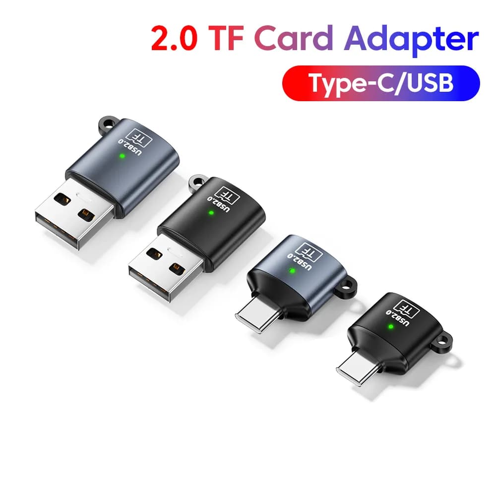 Lettore di schede TF USB Type-C 2.0 mini, esterno, nero, compatibile con Memory Stick USB 2.0 per iPhone 17 16