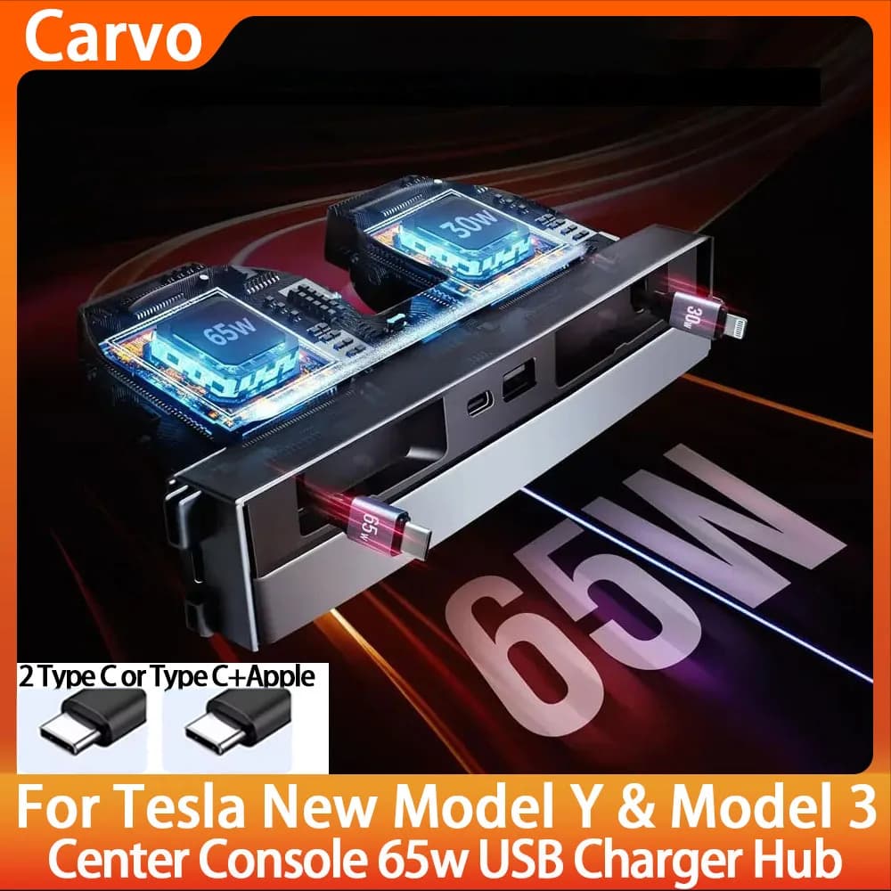 For Tesla Model Y Juniper 2025 Retractable Center Console USB Hub Model 3 Highland Phone Charger Fast Charging Docking Station
