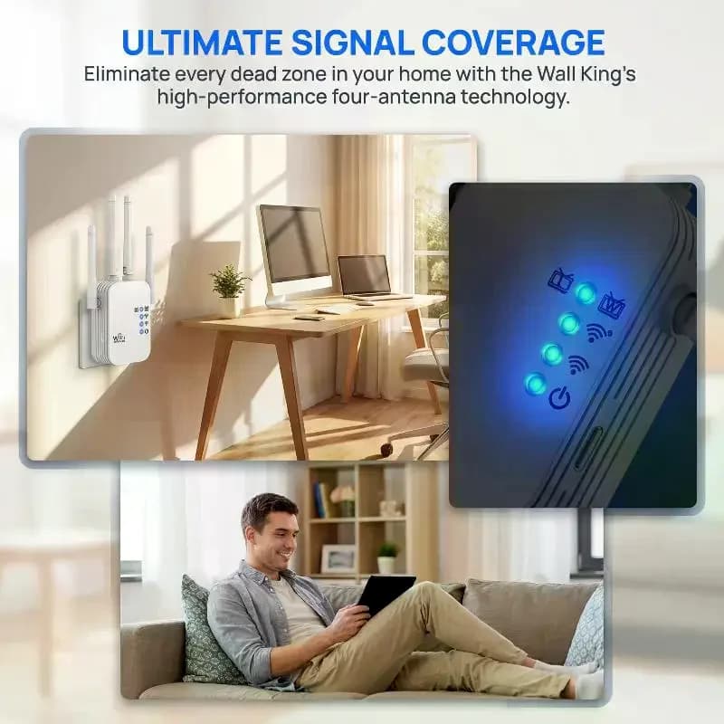 Ripetitore di Segnale WiFi Cablato, Amplificatore di Segnale per Camera da Letto, Ottimizzazione Segnale Debole per Streaming e Gaming Online