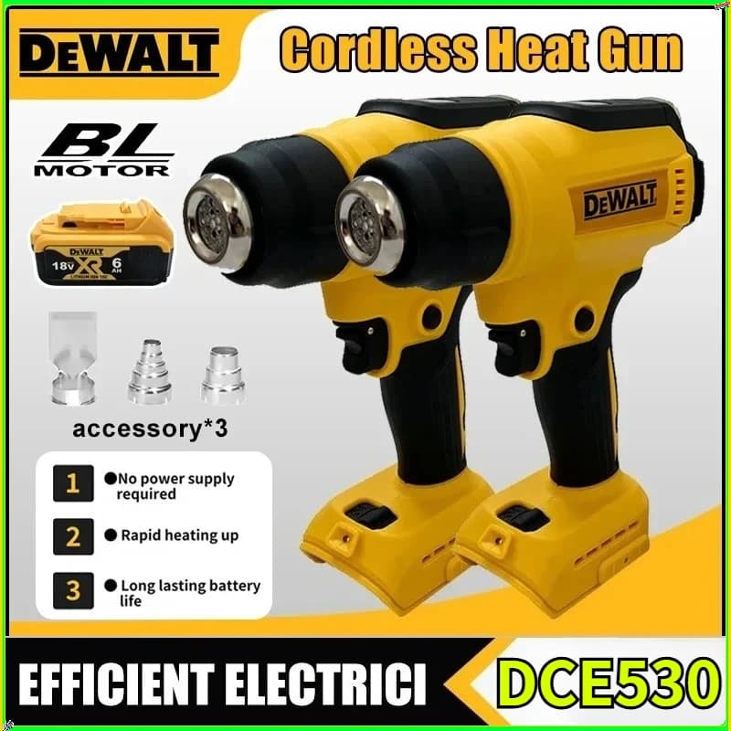 DEWALT 300W DCE530 Pistola Termica Senza Fili ad Alta Potenza per Saldatura e Termoretrazione Compatibile con Batteria 18V