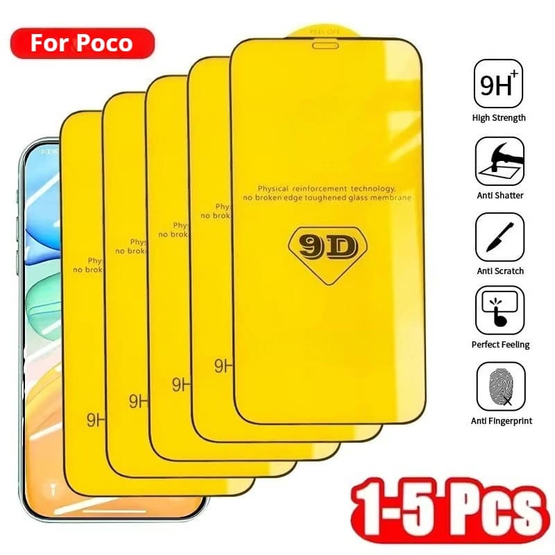 Pellicola salvaschermo 9D per Poco F7 M7 Pro 5G Poco X6 X7 X4 F6 F5 M6 Pro Poco M5 M4 Pro X3 X4 Pro F3 Pellicola protettiva in vetro temperato