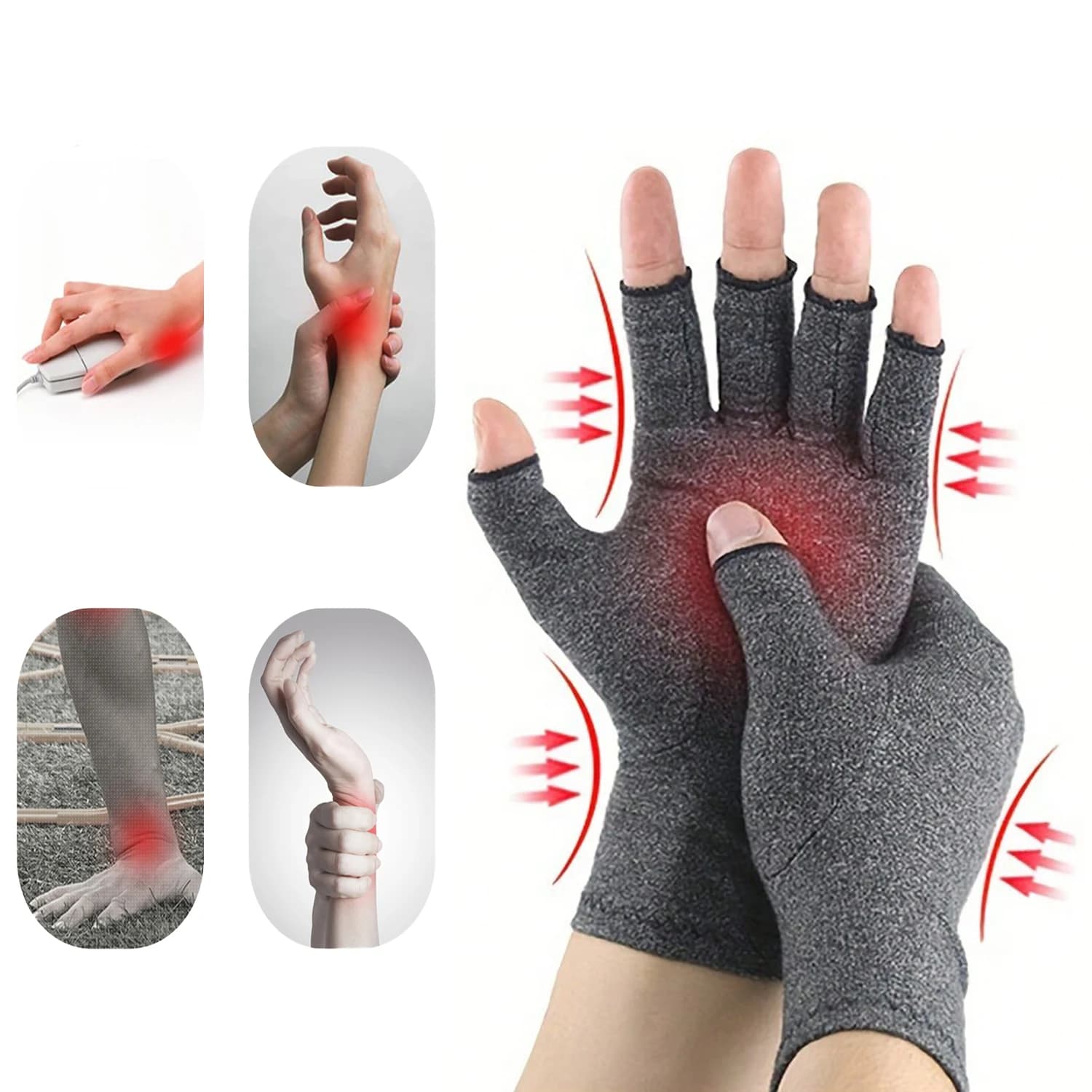Allevia l'inconforto delle mani con 1 paio di guanti a compressione senza dita, protezione per il polso, guaina tendine, articolazione, anti distorsione, basket a mano