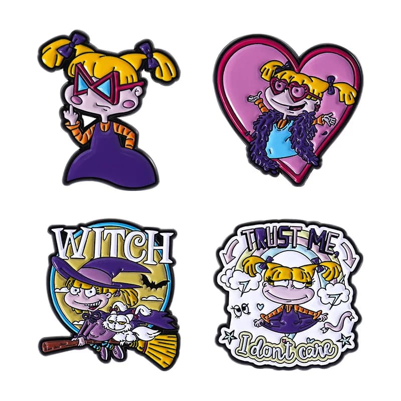 Spilla con personaggio Cartoon Ragazza carina che indossa occhiali Distintivo in metallo Piccolo regalo Spille e distintivi per borse all'ingrosso Spille per abbigliamento