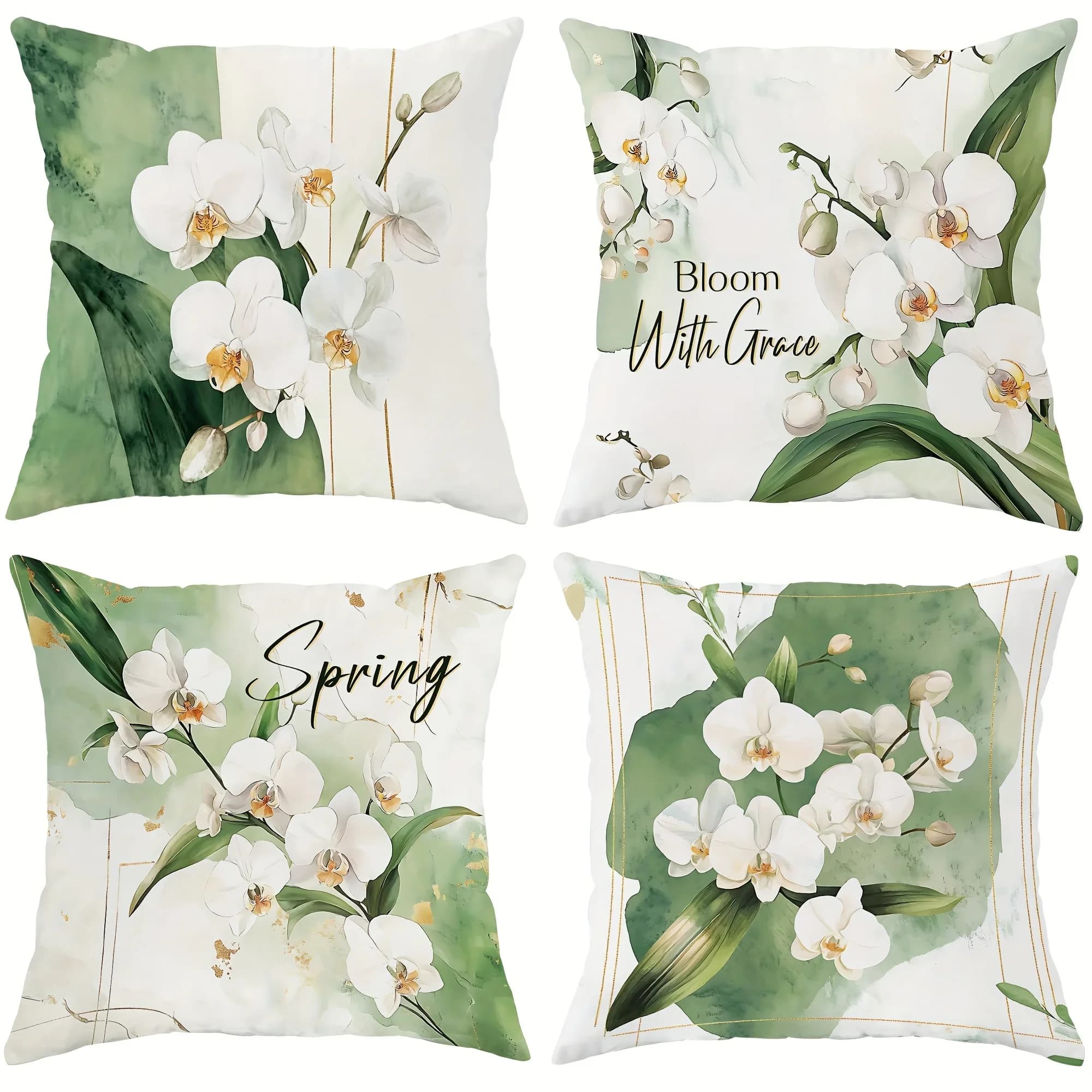 Home Decor Orchids Bloom with Grace and Spring Vibes Pattern Cushion Cover Suitable for Sofa Bedroom Car Pillow Cover