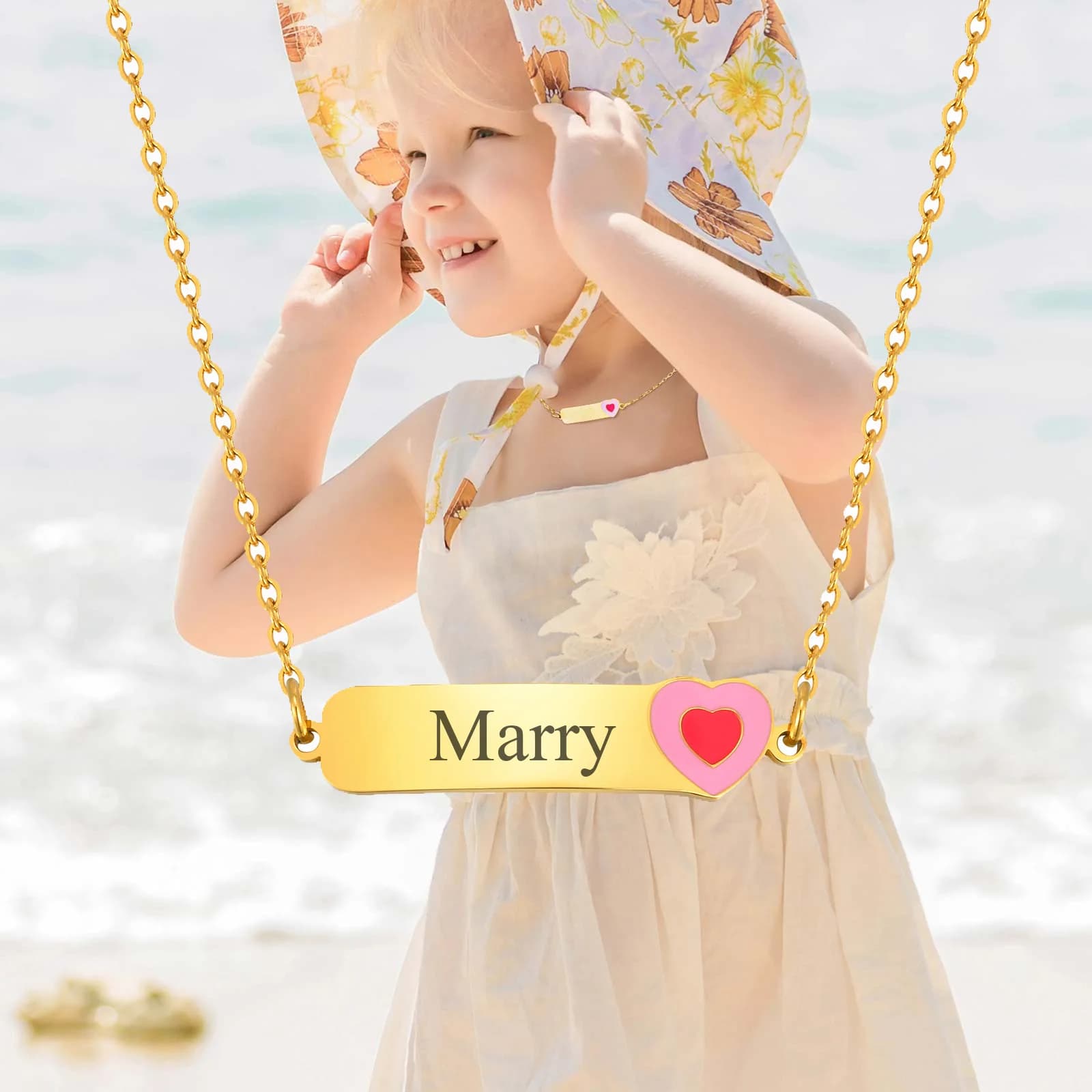 Collana a cuore personalizzata gratuita, collana da barra personalizzata con nome inciso per regalo carino per bambine e bambini