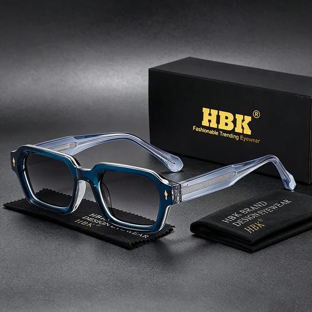 HBK Retro Men's Polarized Sunglasses High-Quality Temple Tips Square Sun Glasses Women's Driving Outdoor Party Glasses UV400