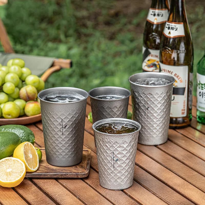 Tazza in titanio Boundless Voyage Tazze da bere in metallo ultraleggero impilabili Tazza da succo di birra riutilizzabile per casa, festa, campeggio all'aperto