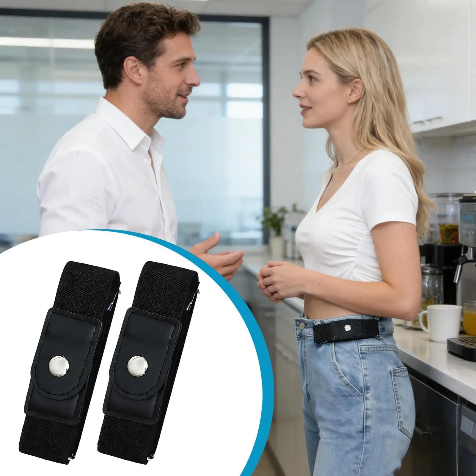 Elastic No Buckle Belt Adjustable Strap Buckleless invisible elasticity seamless design General belt for Casual Work Jeans Pants
