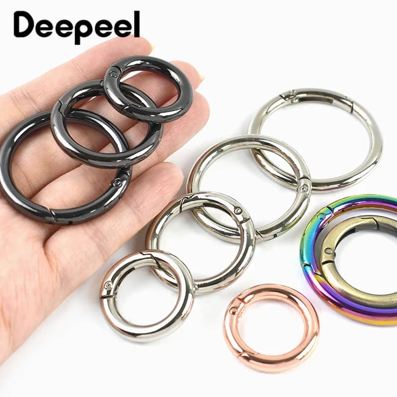 10 Pezzi Anelli a Molla da 10-50mm per Portachiavi, Chiusure Rotonde Apribili, Fibbie Metalliche, Moschettoni, Clip per Borse Fai-da-Te