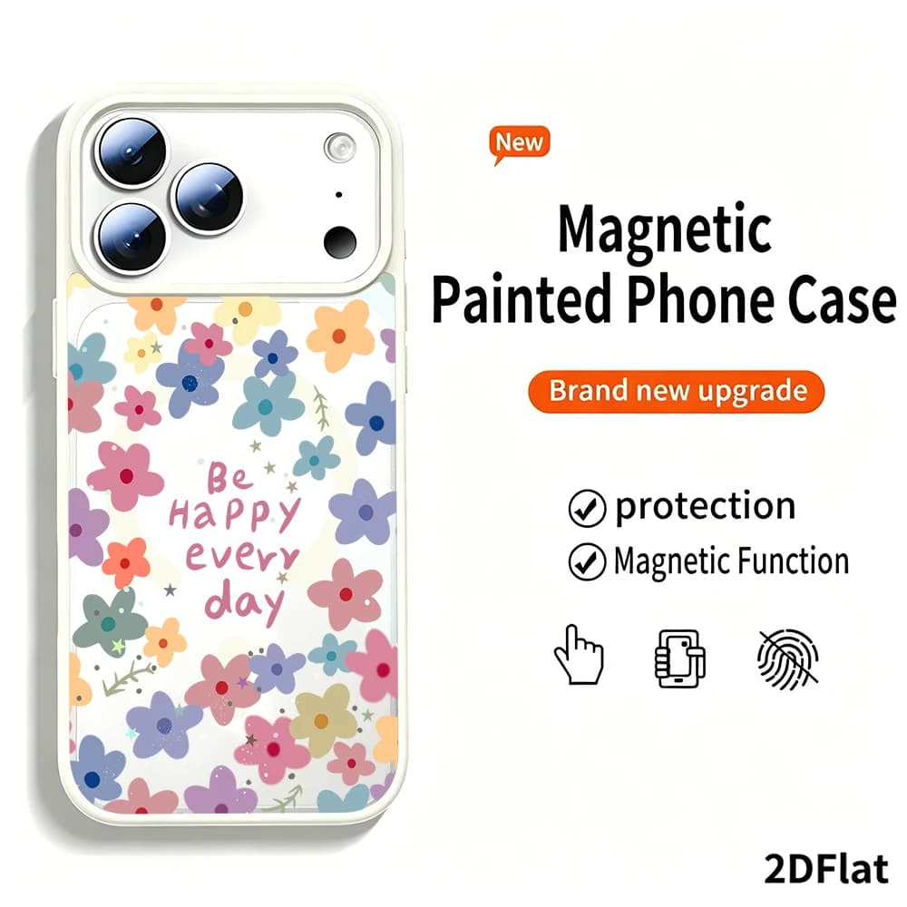 For MagSafe Acrylic Luxury Phone Case For iPhone 16 Pro Max 17 12 14 15 13 Pro Max 17 Air 14 15 16 Plus 11 Korean Flowers Cover