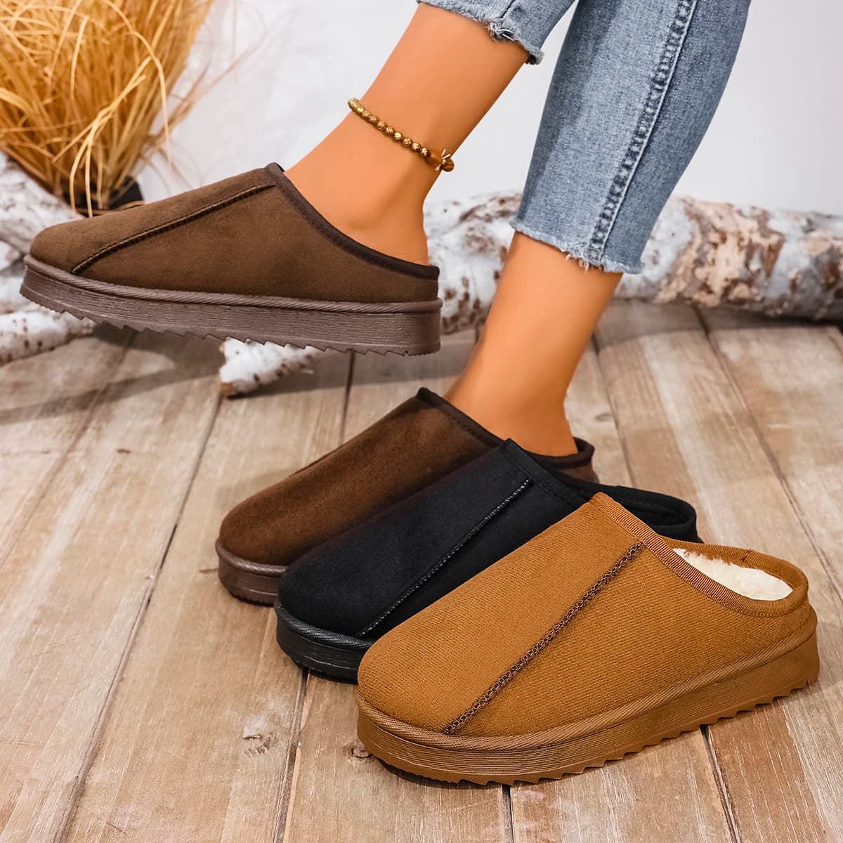 2025 inverno caldo soffice donna pantofole fondo morbido antiscivolo zoccoli di peluche spessi donna piattaforma casual casa inddor scarpe diapositive 44
