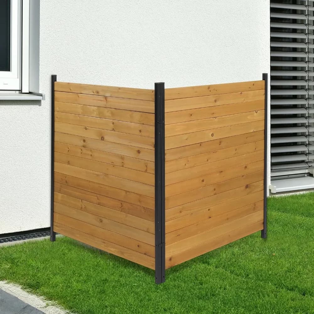 Recinzione da Giardino in Legno Senza Scavo, Pannello per Recinzione Resistente alle Intemperie per Condizionatore d'Aria, Recinto per Bidone della Spazzatura per Patio, Cortile