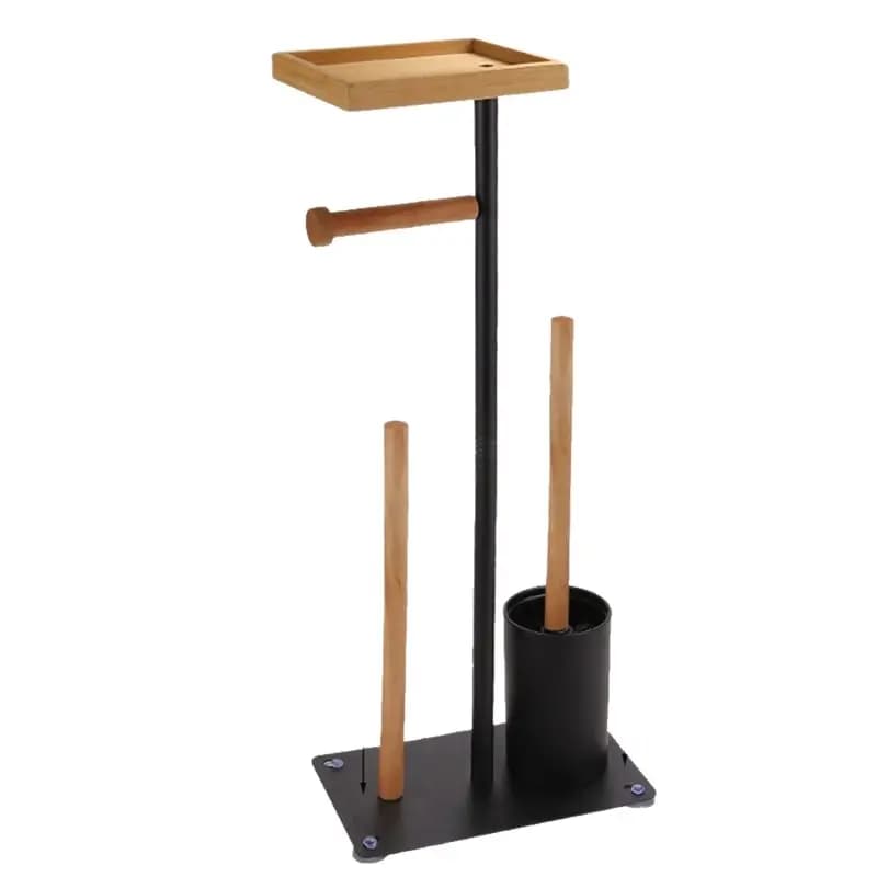 AB66-Floor-Standing Toilet Paper Holder,Toilet Brush Stand, Toilet Paper Roll Holder, Narrow-Sided Standing Shelf