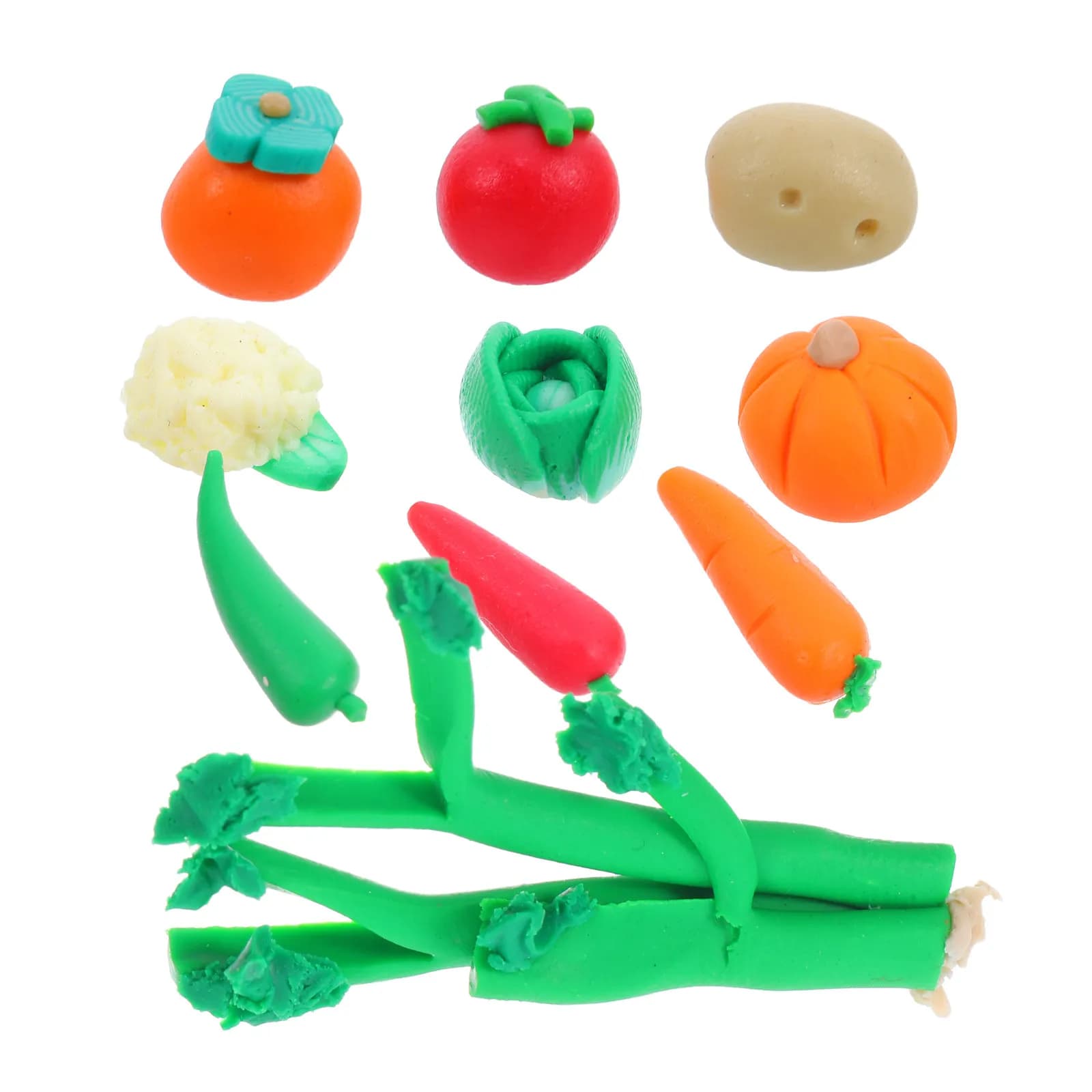 Set di 10 Pezzi di Frutta e Verdura in Argilla Polimerica in Miniatura, Decorazioni Realistiche di Carote Finte per Giardino, Paesaggio, Fai-da-Te, Micro Paesaggio Domestico