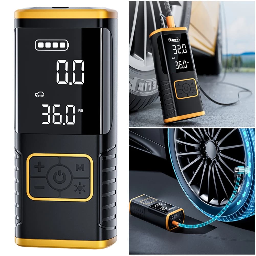 Gonfiatore per pneumatici Pompa per bici senza fili da 150 PSI con manometro Pompa per pneumatici per bici elettriche a luce LED per palle per motociclette automatiche
