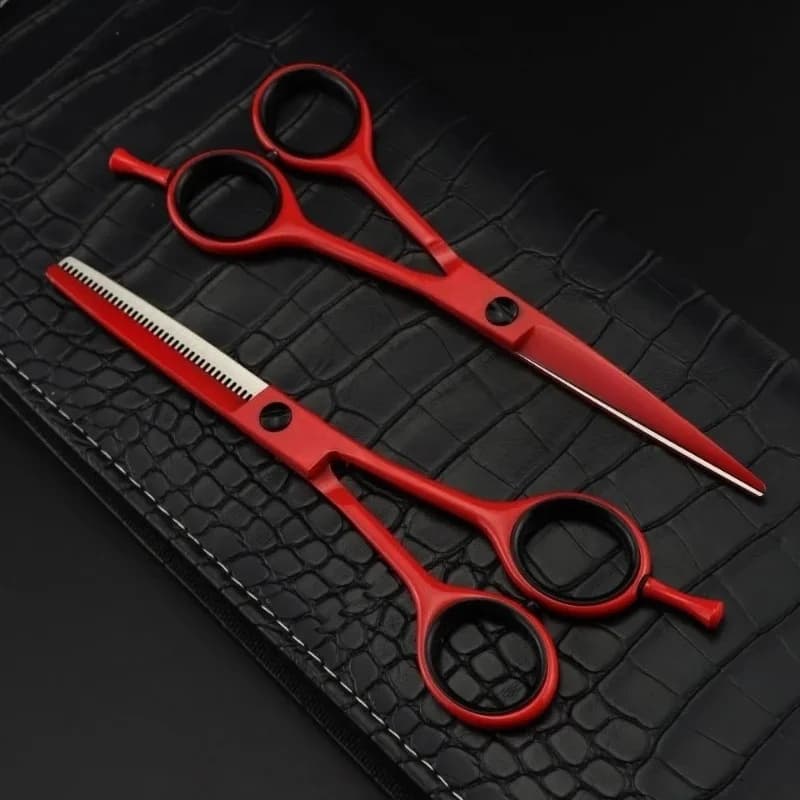 Hair Scissors Cutting+Thinning Set Salon Shears Barber Scissors Shop 6 Inch Hairdressing Scissors Professional High Quality Red