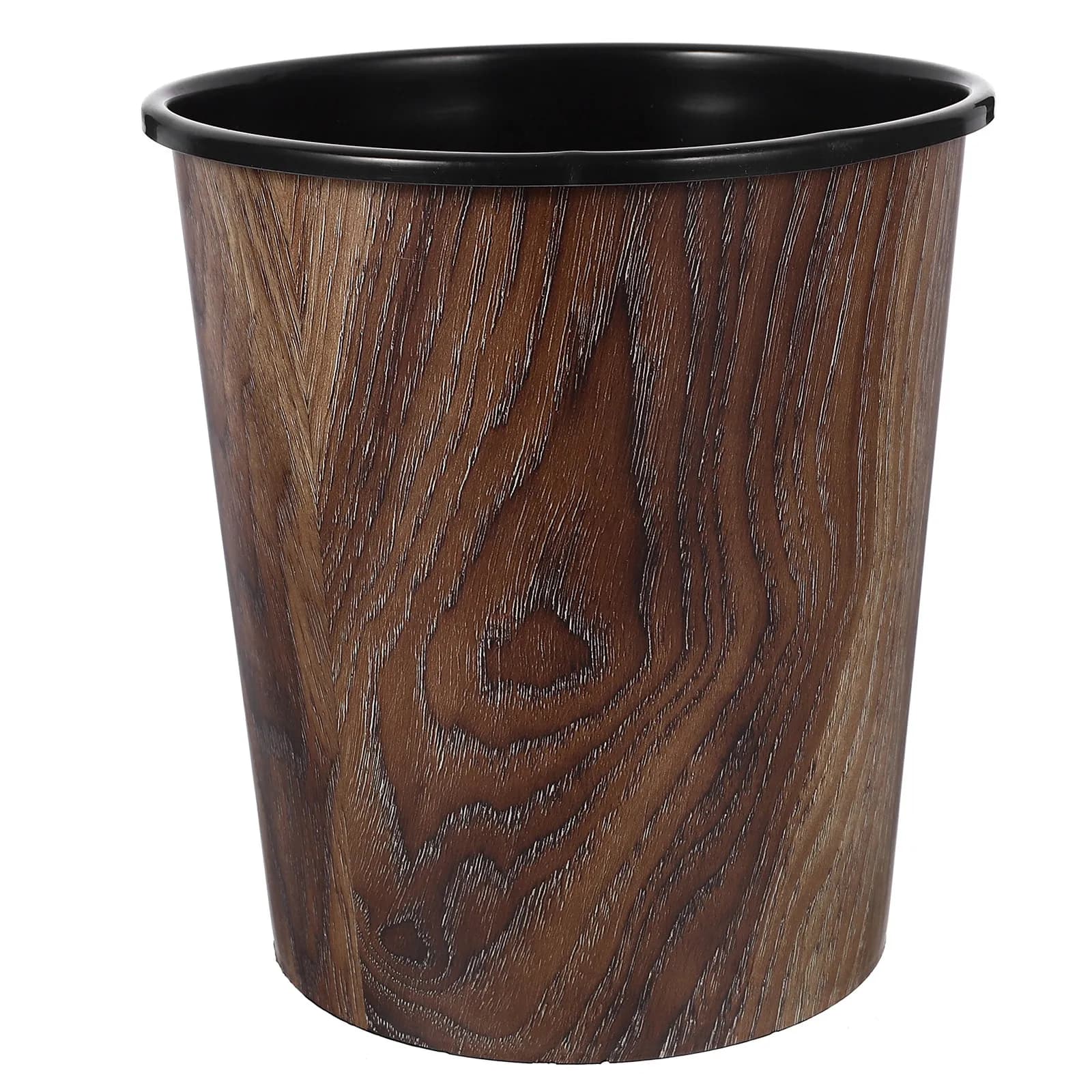 Cestino per Rifiuti con Effetto Legno, Contenitore Compatto in Plastica per Scrivania, Bidone per Rifiuti per Ufficio e Casa