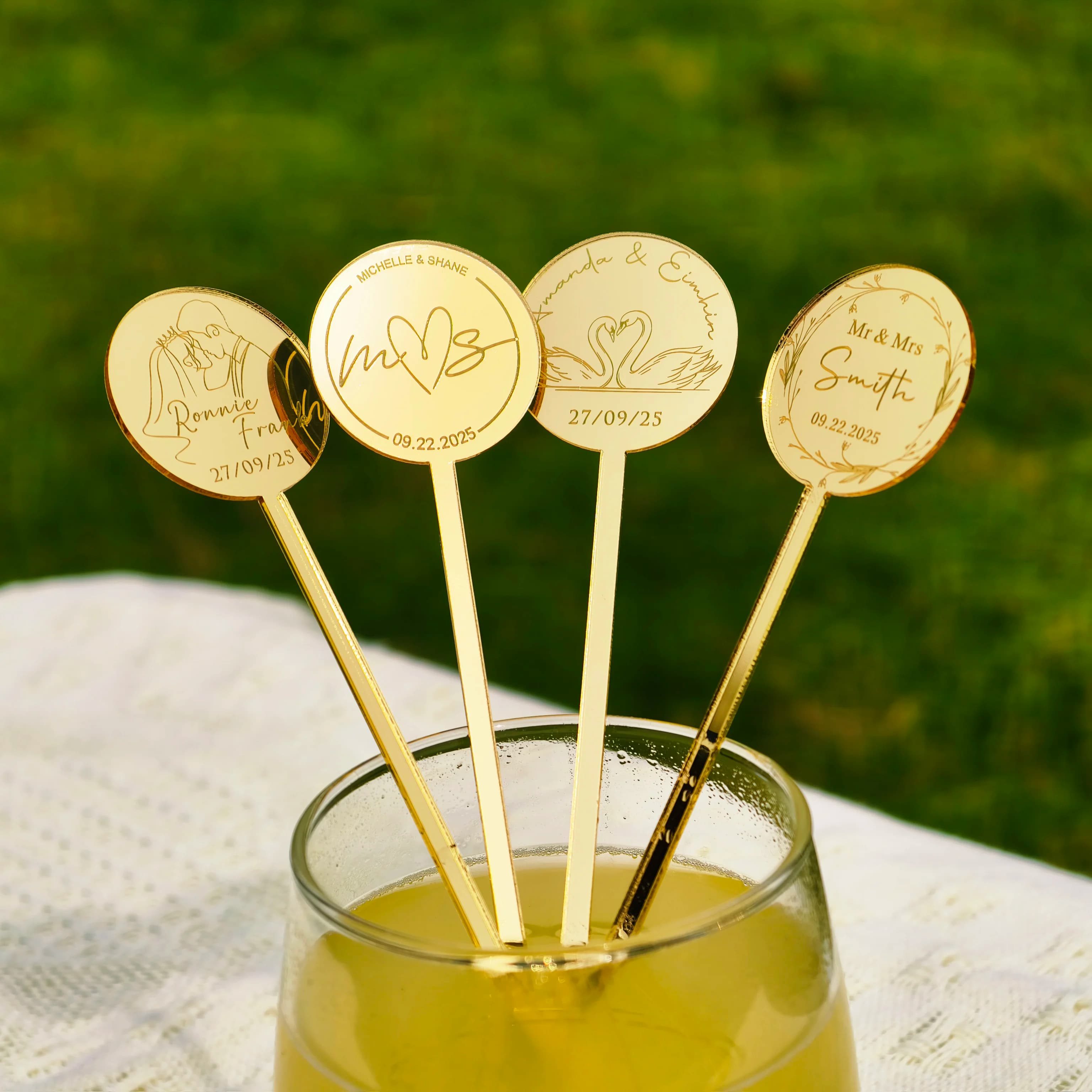30/50/100 pezzi agitatori per bevande personalizzati decorazioni di nozze baby shower swizzle decorazione decorazioni per feste agitatori per cocktail personalizzati