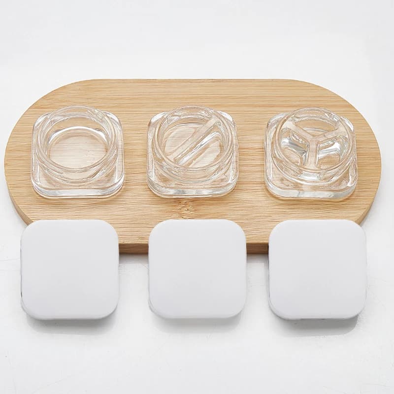 1 PC 9ml Vaso Quadrato di Vetro Cura Della Pelle Barattoli di Crema Per Gli Occhi Lozione Pentola Bottiglia Riutilizzabile Trucco Ombretto Contenitore Cosmetico