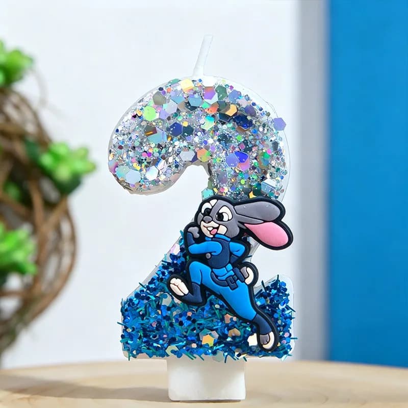 Digital Birthday Candles Cartoon Character Cake Decoration Children's First Year Party Glitter Style