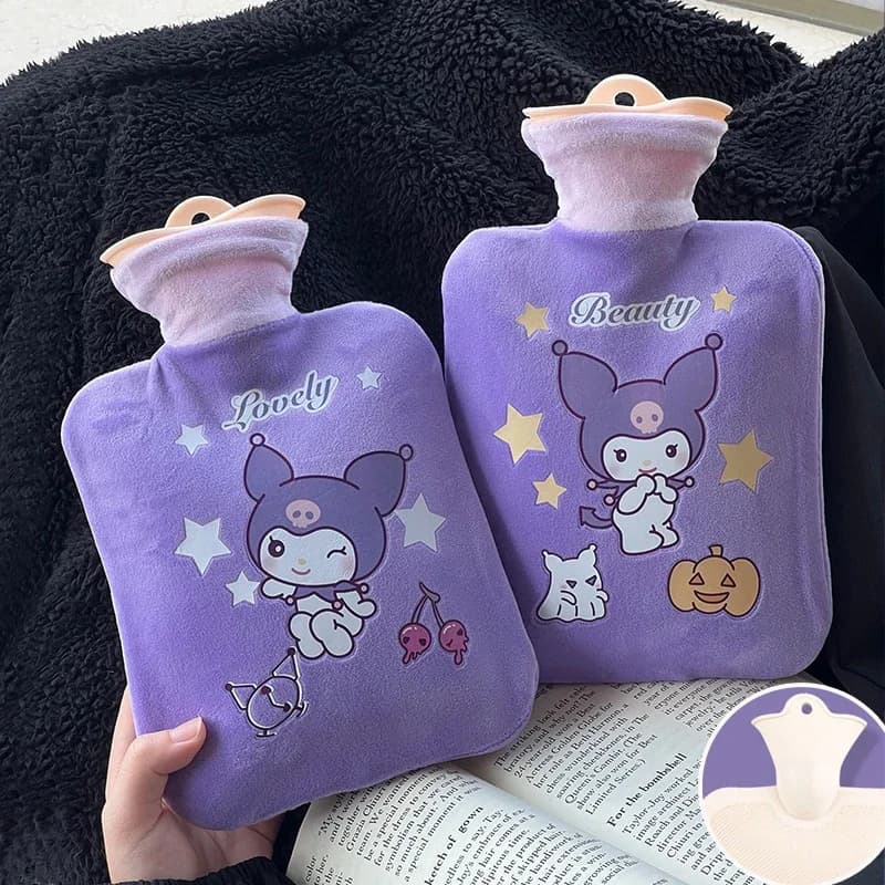 Sanrio Kuromi borsa per bottiglia di acqua calda borsa a tracolla in peluche scaldamani impacco termico pancia calda pacchetto caldo istantaneo Pad riscaldante per acqua invernale