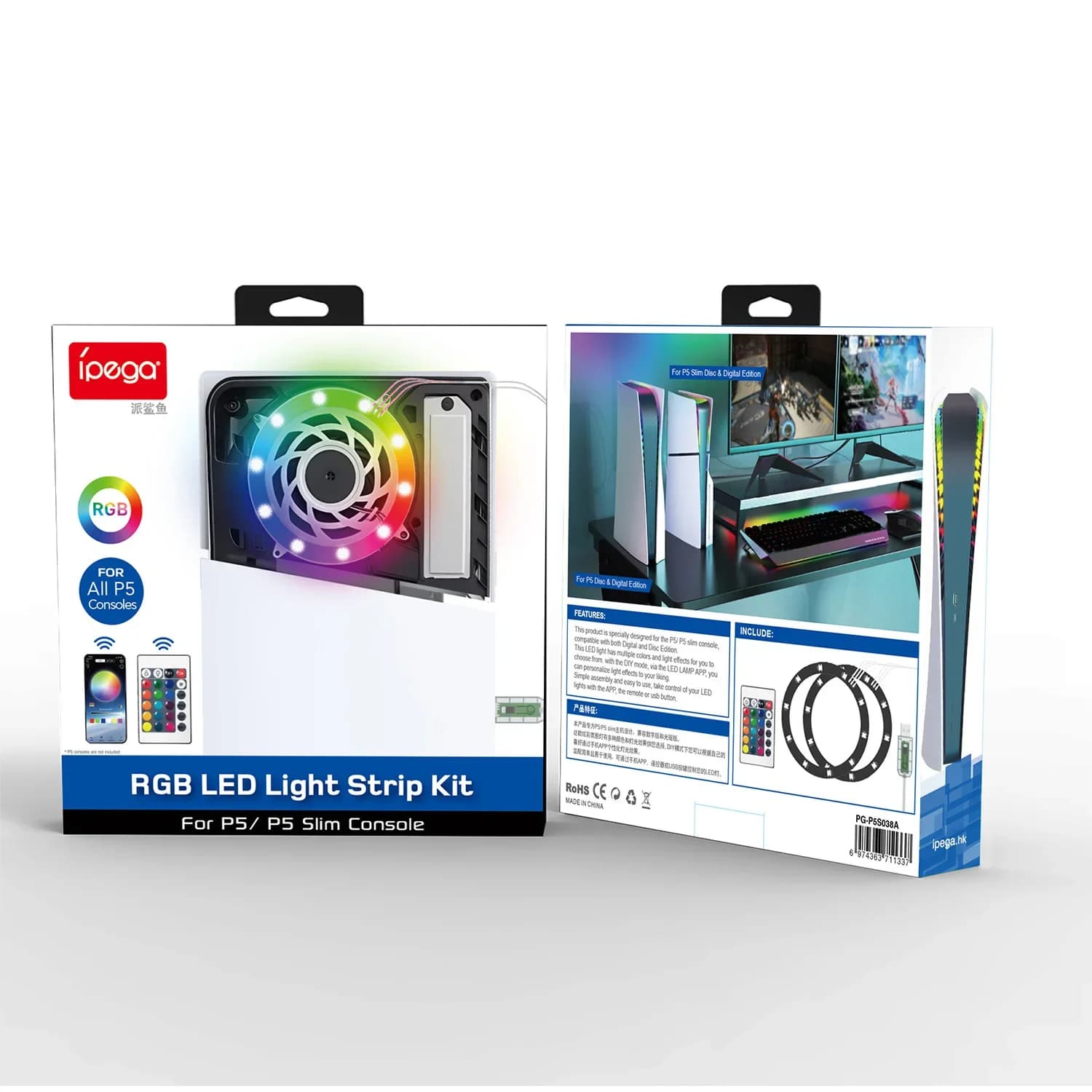 PG-P5S038A Per PS5 console di gioco sottile RGB HA CONDOTTO LA Luce di Striscia Decorazione Ambientale Accessori Remoto/APP/USB 3 Metodi Decorazione FAI DA TE