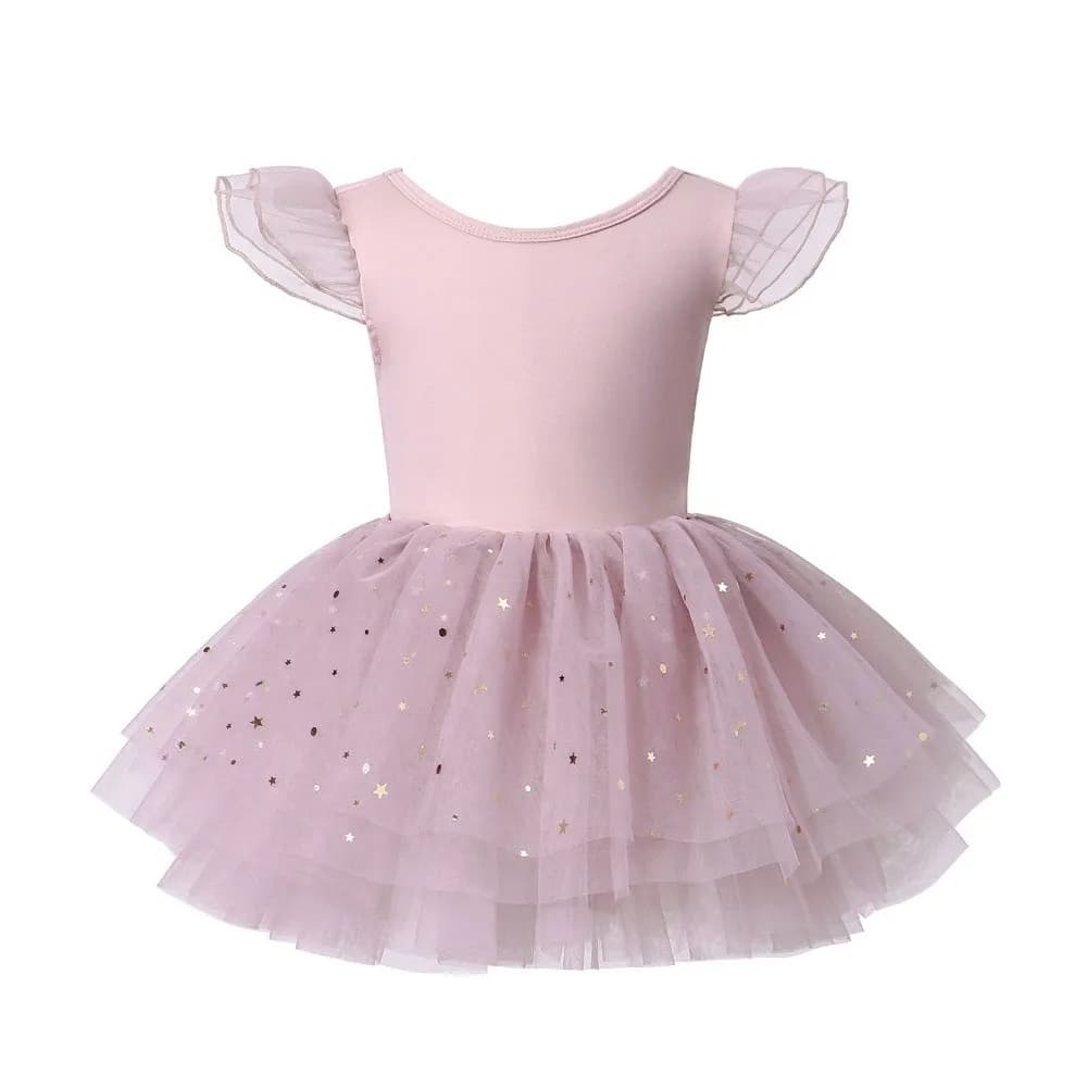 Short Sleeve Ballet TuTu Dress Sequin Princes Dress Girl Ballet Skirt Cross Strap Puffy Ballet Performance Costume Gymnastic