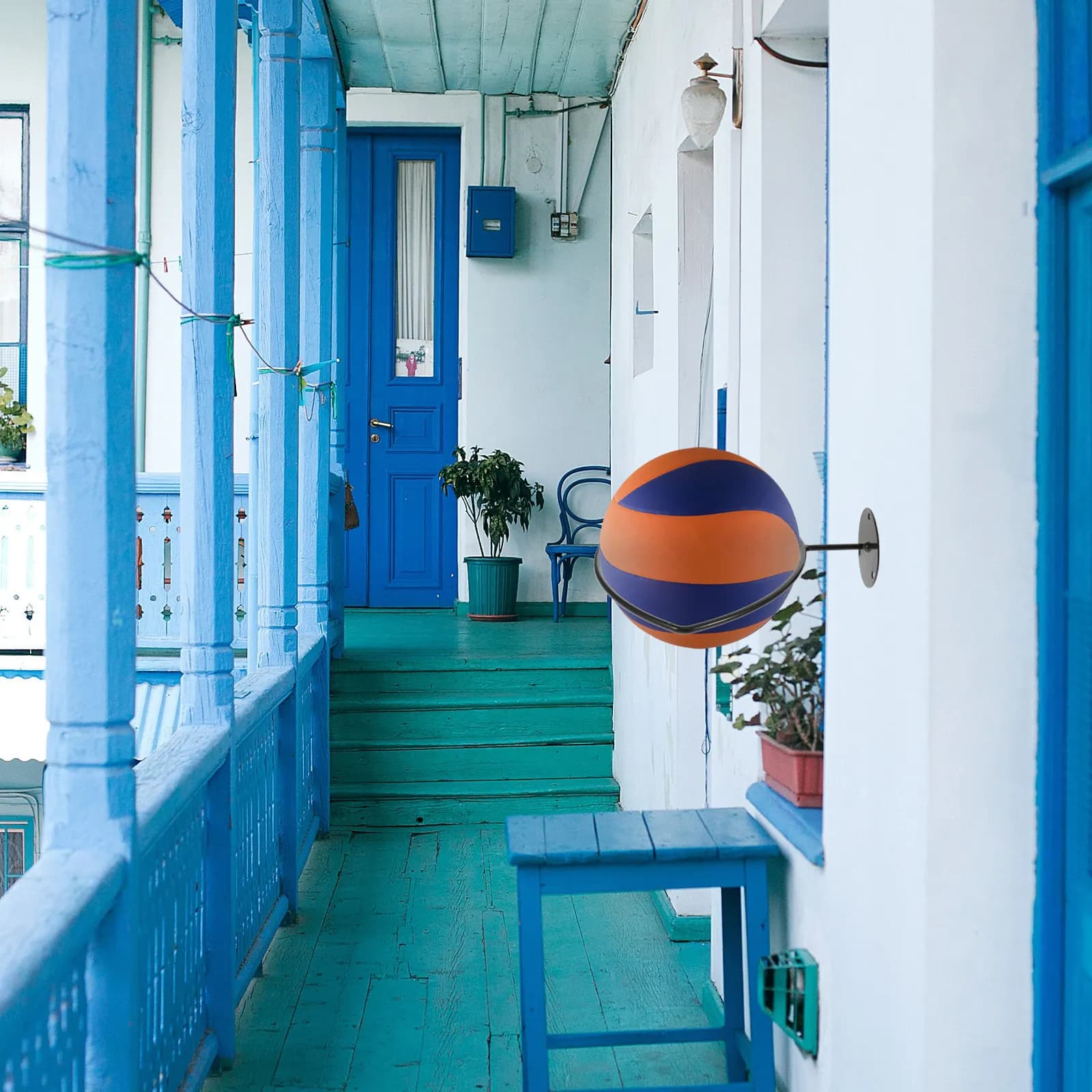 Set di 1 Porta Palloni da Parete in Ferro Resistente alla Ruggine, Organizzatore per Palloni da Basket, Calcio e Pallavolo