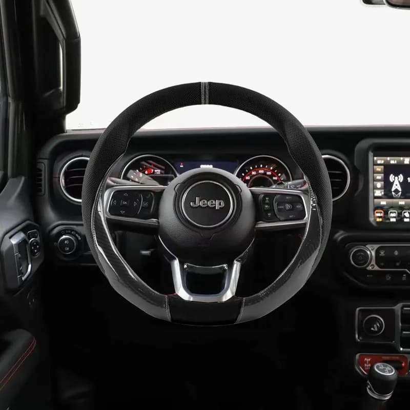 For Jeep Renegade Patriot Wrangler Cherokee Compass Renegade JK Carbon Fiber and Leather 38CM Car Accessories