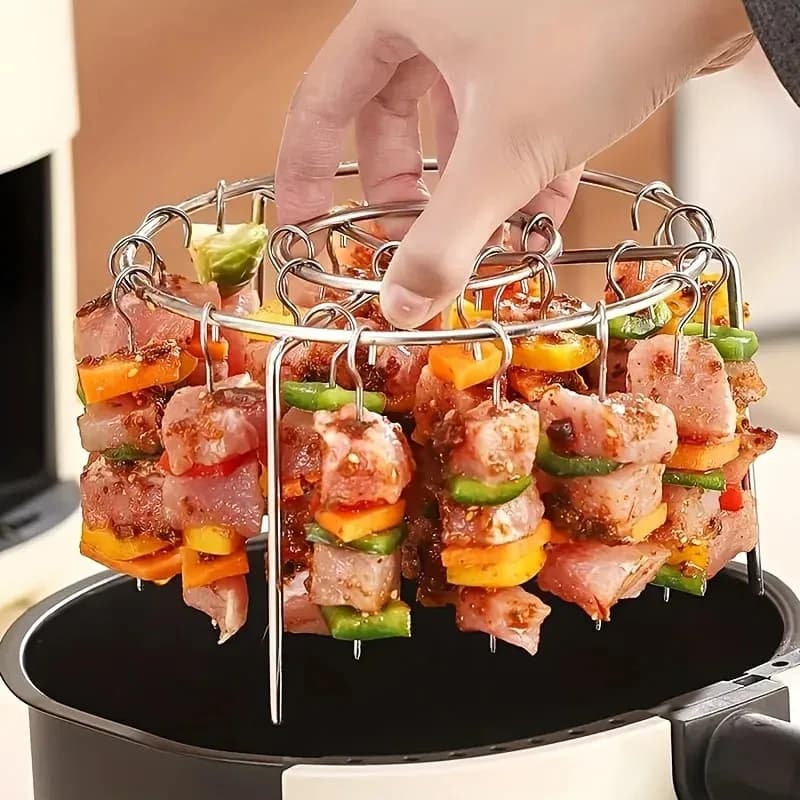 1 set of skewer racks for stainless steel air fryer, diy barbecue for meat and vegetables, compatible with 3.5 qt-5.5 qt air fryer, oven