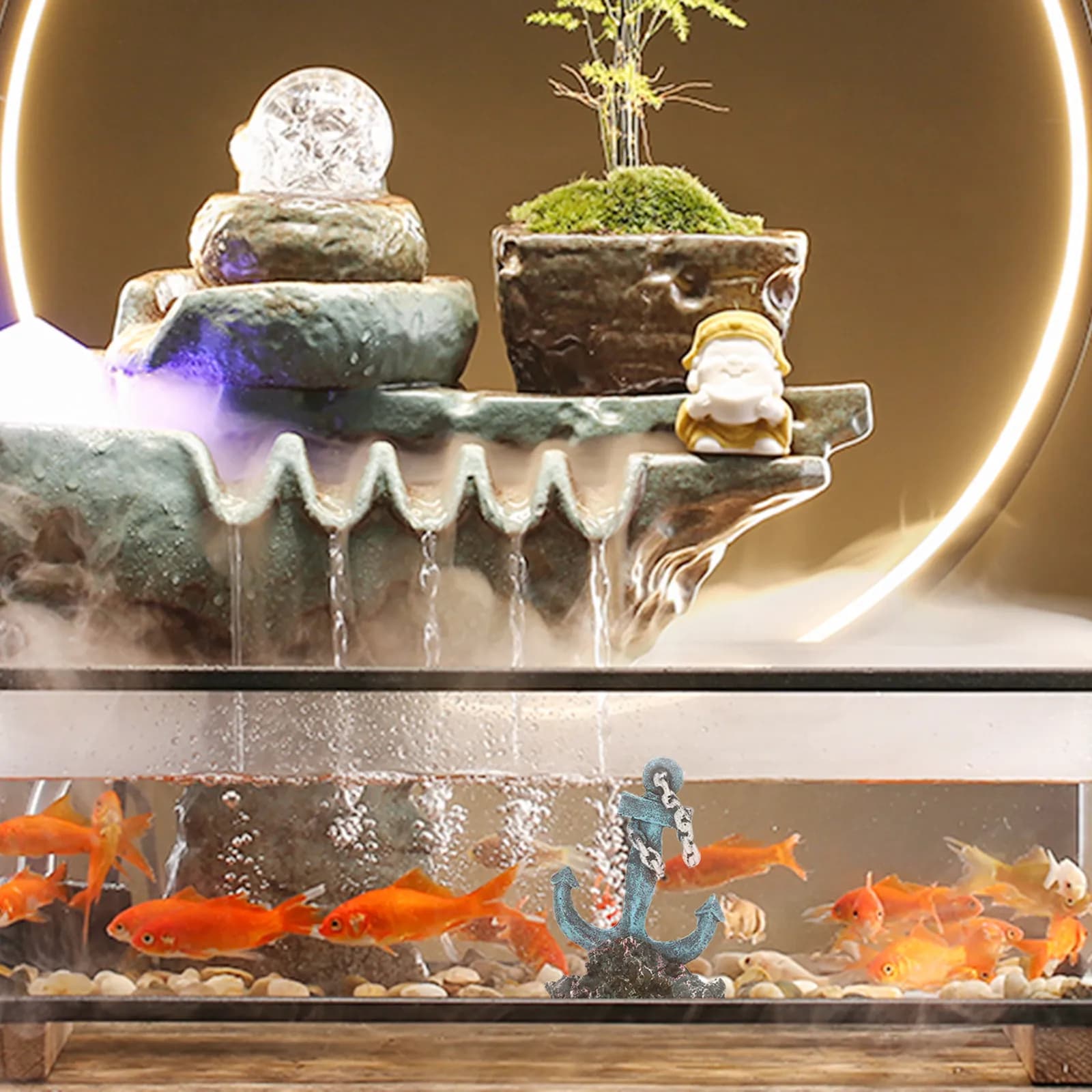 1 Pezzo Ancora in Resina, Ornamento Creativo per Acquario, Decorazione per Vasca dei Pesci, Accessorio Paesaggistico, Habitat Subacqueo Realistico