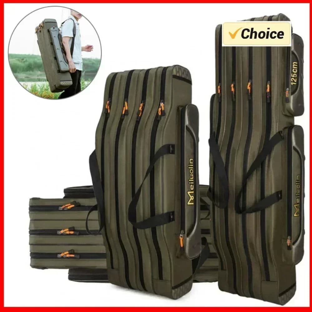 Multifunctional 2/3/4-strate fishing bag 80/100/120/125CM for barrel, reel, bait and fishing equipment XA153G
