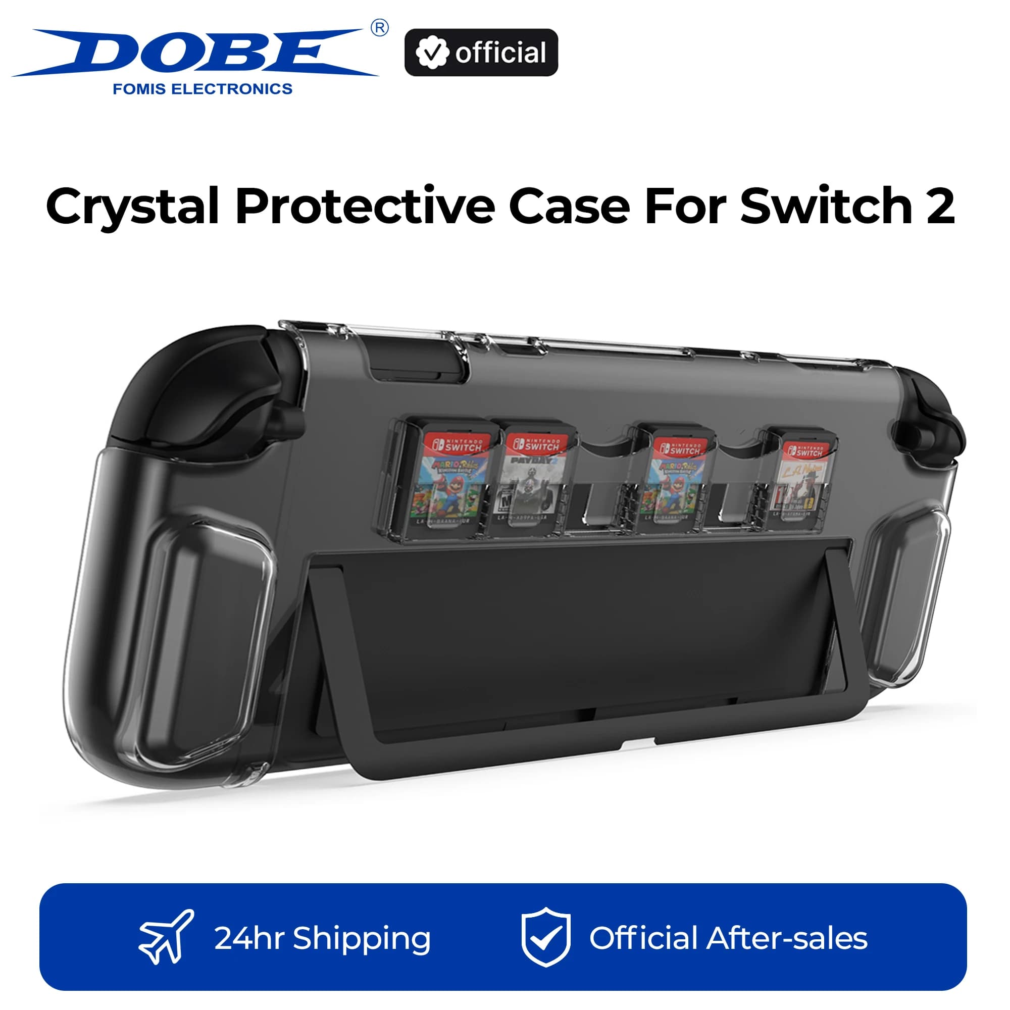 Custodia rigida trasparente in PC DOBE per console Switch 2 - 6 slot per schede di gioco, cover protettiva per accessori Switch 2, antigraffio