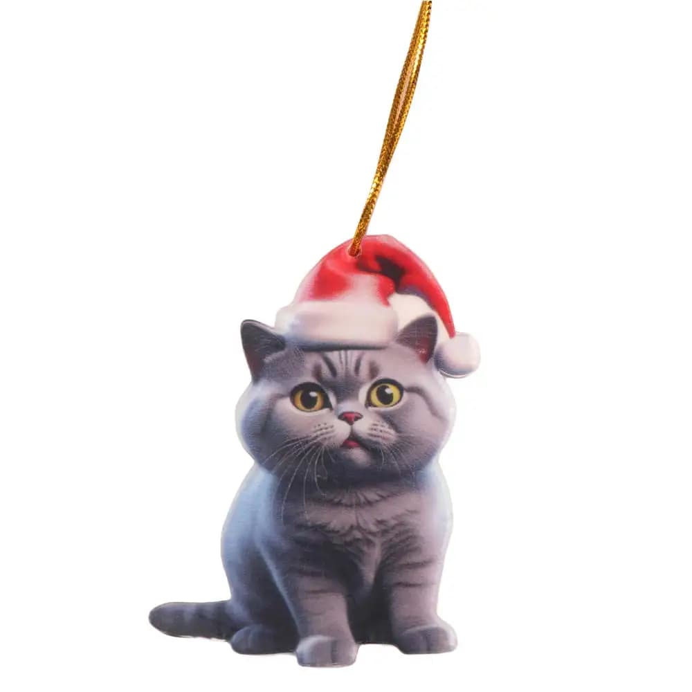 Ciondolo per albero di Natale in acrilico 2D piatto cartone animato gatto natalizio appeso simpatico gattino ornamenti per albero di Natale decorazione della casa