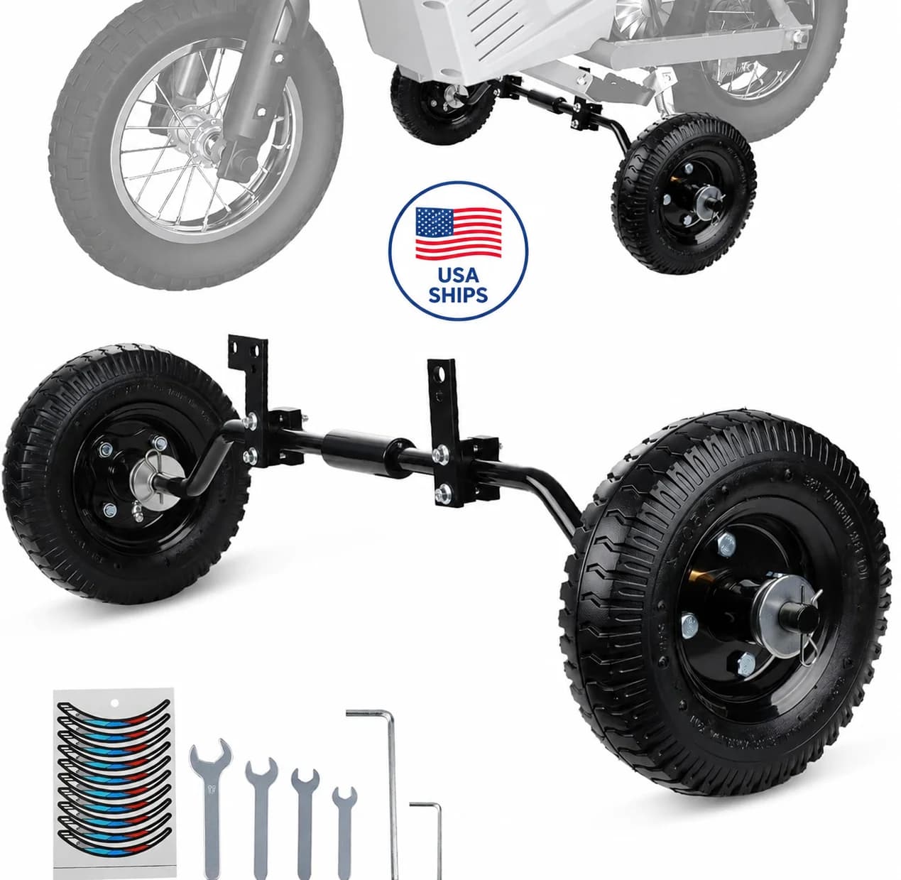 Dirt Bike Training Wheels For 49cc 50cc Universal For Razor MX125 MX350 MX400 For Yamaha PW50 TTR50 CRF50 XR50 Z50 Z50R Dirt Mini Bike Height Adjustable Sturdy Durable Heavy-Duty Build Iron