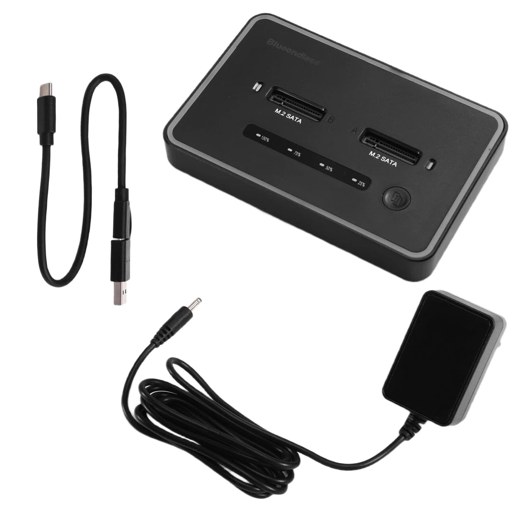BLUEENDLESS For Sata 2 Bay SSD Enclosure Dual Protocol M. 2 Ssd Case Offline Clone Type-C Docking Station EU Plug