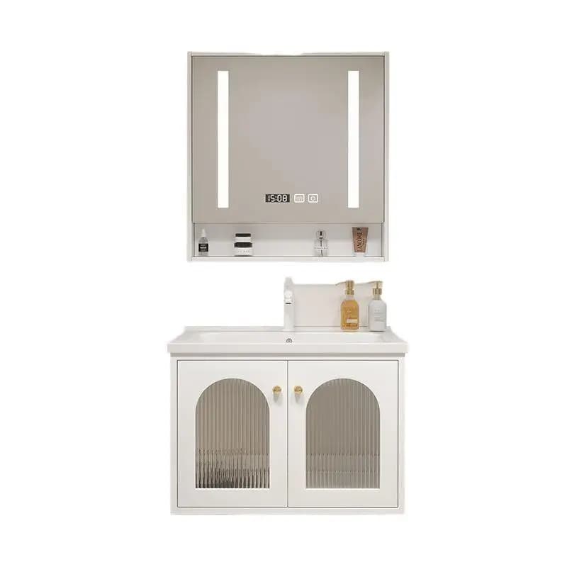 Oak paint ceramic integrated basin sink toilet washbasin bathroom mirror cabinet full set washbasin cabinet combination