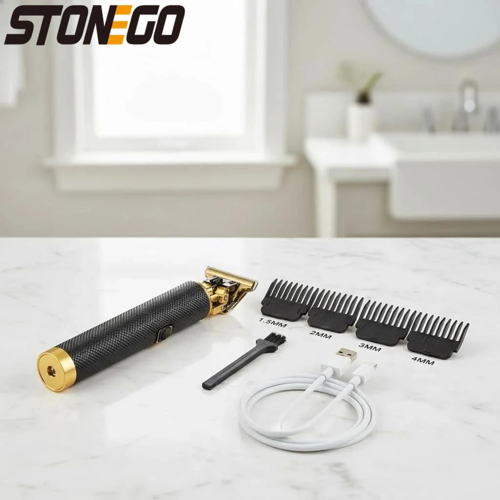 Rechargeable Electric Haircuts, Barba Care Kit with T Blade and Pettine Guide, for Domestic and Professional Use