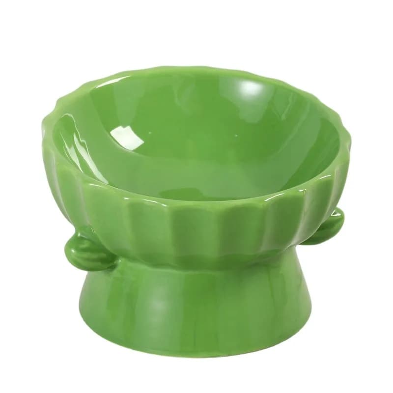 1pcs Cactus-Shaped Ceramic Pet Bowl Raised Neck Guard Cat Dog Food Water Bowl Non-slip Easy Clean Pet Feeder for Small Animals