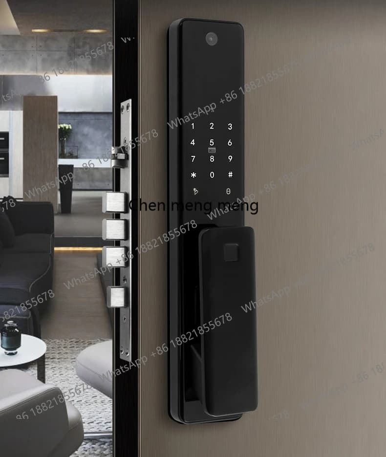 Serratura automatica per porta di sicurezza domestica con riconoscimento facciale, impronta digitale e password intelligente