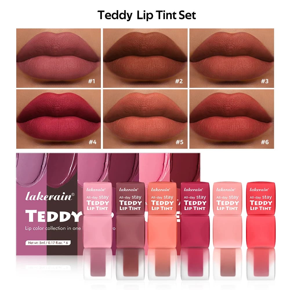 Lip stains set Teddy Tint Color lips Polished lip gloss Super Stay Long-lasting color 12H opaque texture Waterproof lipstick